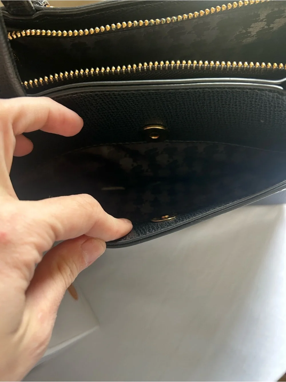 Karl Lagerfeld Black Satchel with Gold Charm Chain